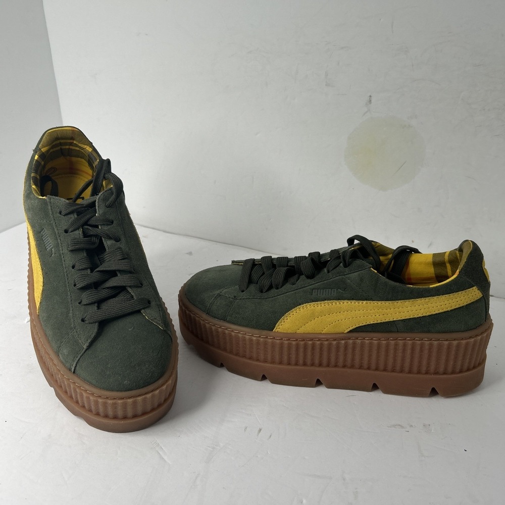 Puma Fenty Rihanna Suede Creeper Platform Womens Green Shoes‎ Sneakers Sz 10